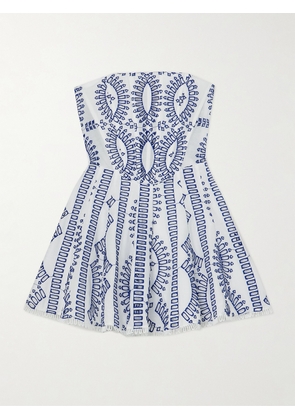 Charo Ruiz - Zannick Strapless Broderie Anglaise Cotton-blend Mini Dress - White - x small,small,medium,large,x large