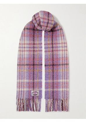 Acne Studios - Fringed Checked Tweed Scarf - Purple - One size
