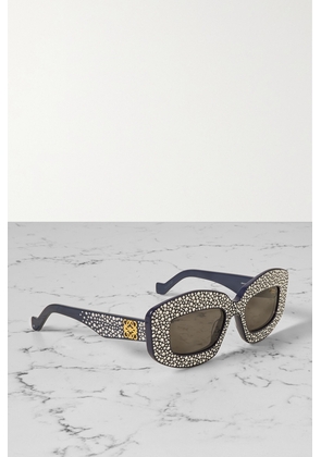 Loewe - Oversized Square-frame Crystal-embellished Acetate Sunglasses - Blue - One size