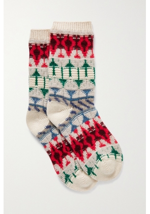 Loro Piana - Calza Noel Jacquard-knit Cashmere Socks - White - S,M,L