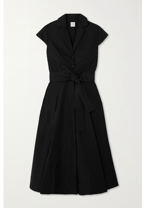 Loretta Caponi - + Net Sustain Zoe Belted Cotton-poplin Midi Dress - Black - x small,small,medium,large,x large