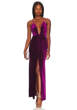 superdown Aurora Deep V Maxi Dress in Purple. Size XL, XS.