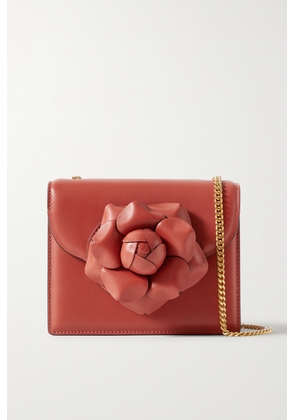Oscar de la Renta - Tro Mini Appliquéd Leather Shoulder Bag - Red - One size