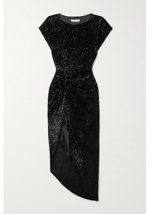 In The Mood For Love - Bercot Asymmetric Sequined Tulle Midi Dress - Black - x small,small,medium,large,x large