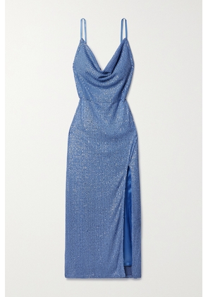 In The Mood For Love - Yuna Draped Sequined Tulle Gown - Blue - x small,small,medium,large,x large
