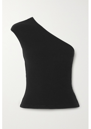 AGOLDE - Nessa One-shoulder Ribbed Stretch-organic Cotton Tank - Black - x small,small,medium,large,x large