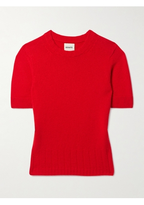 KHAITE - Luphia Cashmere T-shirt - Red - x small,small,medium,large
