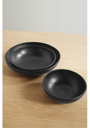 Hunting Season - Set Of Three Leather Bowls - Black - One size