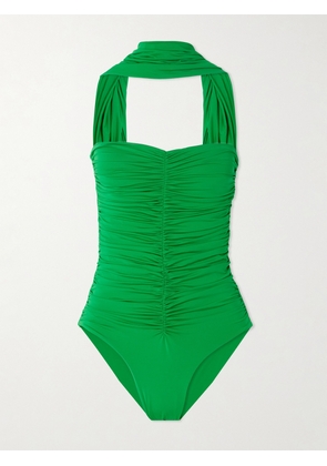 Maygel Coronel - + Net Sustain Igara Ruched Swimsuit - Green - Petite,One Size,Extended