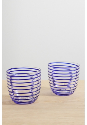 Yali Glass - A Filo Goto Set Of Two Striped Glass Tumblers - Blue - One size