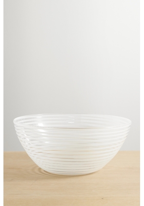 Yali Glass - A Nastro Striped Glass Salad Bowl - White - One size