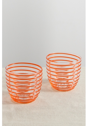 Yali Glass - A Filo Goto Set Of Two Striped Glass Tumblers - Orange - One size