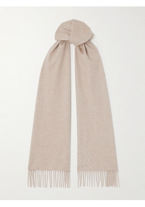 Max Mara - Fringed Embroidered Cashmere Scarf - Neutrals - One size