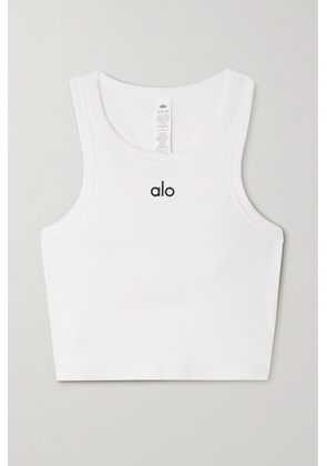 Alo Yoga - Aspire Cropped Ribbed Cotton-blend Jersey Tank - White - x small,small,medium,large