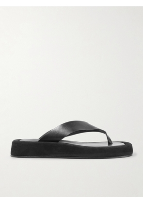 The Row - Ginza Leather And Suede Platform Flip Flops - Black - IT35,IT35.5,IT36,IT36.5,IT37,IT37.5,IT38,IT38.5,IT39,IT39.5,IT40,IT40.5,IT41,IT41.5,IT42