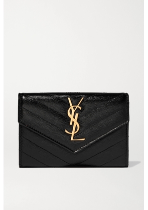 SAINT LAURENT - Monogramme Envelope Quilted Textured-leather Wallet - Black - One size