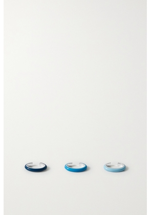Fry Powers - Ombré Set Of Three Sterling Silver And Enamel Ear Cuffs - Blue - One size