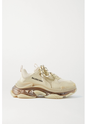 Balenciaga - Triple S Clear Sole Logo-embroidered Faux Leather And Mesh Sneakers - Neutrals - IT34,IT35,IT36,IT37,IT38,IT39,IT40,IT41,IT42