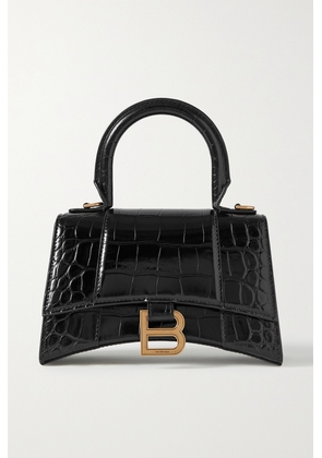 Balenciaga - Hourglass Xs Croc-effect Leather Tote - Black - One size