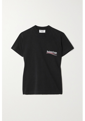 Balenciaga - Embroidered Cotton-jersey T-shirt - Black - XS,S,M