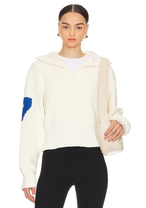 7 Days Active Half Zip Cropped Sweatshirt in White. Size M, XL, XS.