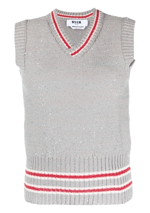 MSGM logo-patch knitted vest - Grey