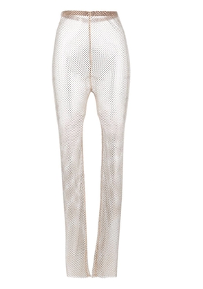Genny sheer high-waist rhinestone leggings - Neutrals
