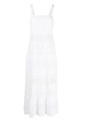 alice + olivia Alora embroidered midi dress - White
