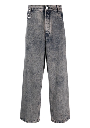 Etudes logo-patch organic cotton wide-leg jeans - Grey