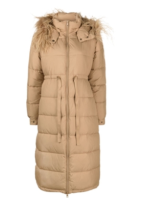 TWINSET feather-trimmed hood padded parka - Brown