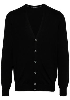 Tagliatore V-neck fine wool cardigan - Black