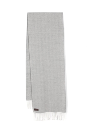 Canali logo-appliqué wool scarf - Grey