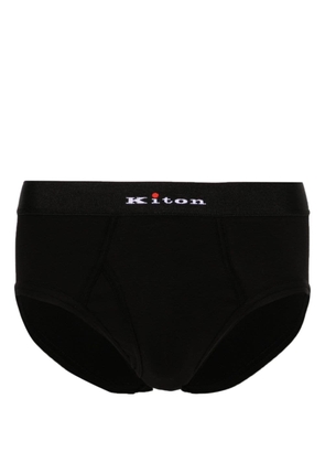 Kiton logo-waistband cotton briefs - Black