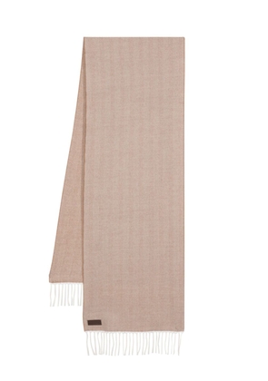 Canali logo-patch fringed scarf - Brown