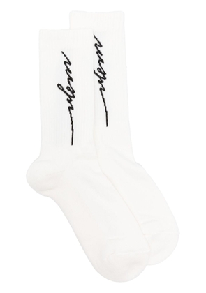 MSGM logo-intarsia cotton socks - White