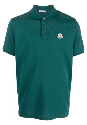 Moncler logo-embroidered cotton polo shirt - Green