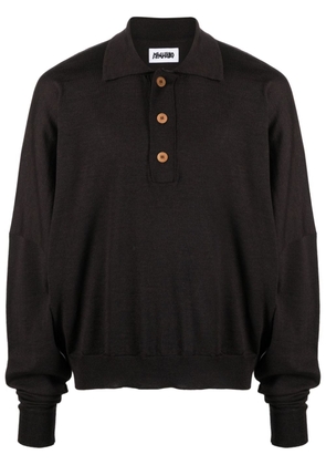 Magliano long-sleeved virgin-wool polo shirt - Brown
