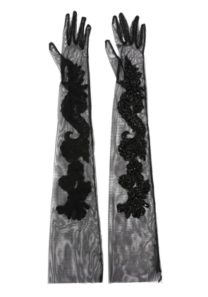 Alberta Ferretti embroidered-design elbow-length gloves - Black