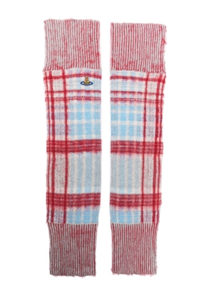 Vivienne Westwood Madras-check knitted arm warmers - Red