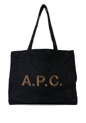 A.P.C. large logo-embroidered corduroy tote bag - Blue