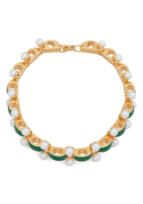 Marni faux pearl-embellished scallop choker - Green