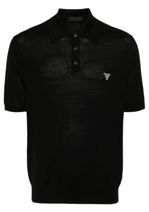 Prada logo-embroidered polo shirt - Black