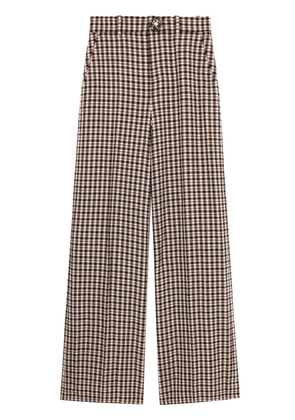 AREA crystal-embellished checked trousers - Brown
