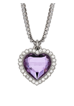 VETEMENTS heart-pendant crystal-embellished necklace - Silver