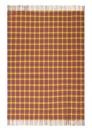 ETRO checkered frayed wool scarf - Yellow