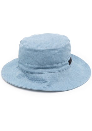 GANNI logo-patch denim hat - Blue