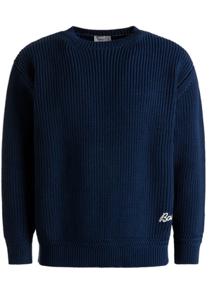 Bally logo-embroidered ribbed-knit jumper - Blue