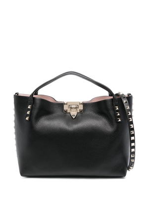 Valentino Garavani Rockstud grained leather tote bag - Black