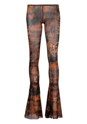 Jean Paul Gaultier x KNWLS semi-sheer flared trousers - Brown