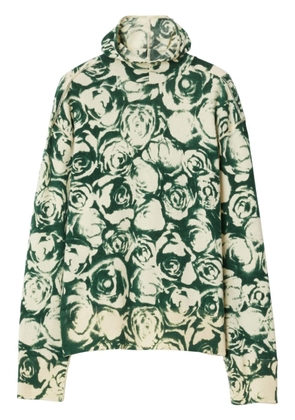 Burberry Rose-print wool hoodie - Green
